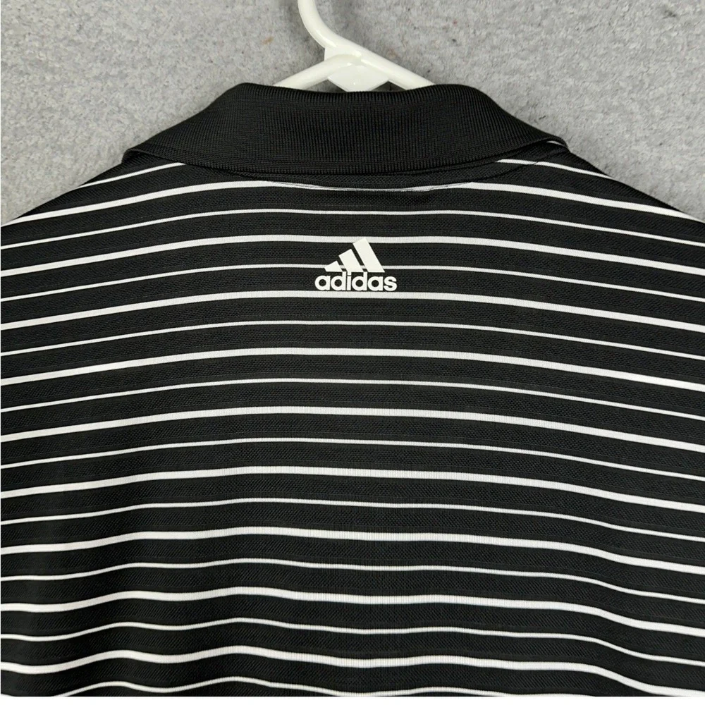 NEW Adidas Golf Polo Shirt Mens 2XL Black Climalite Striped Relaxed Fit Rugby